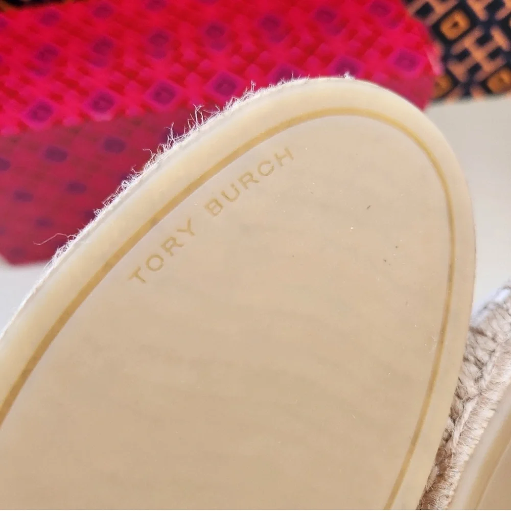 Tory Burch White Espadrilles with Brown Logo - Picture 3 of 5